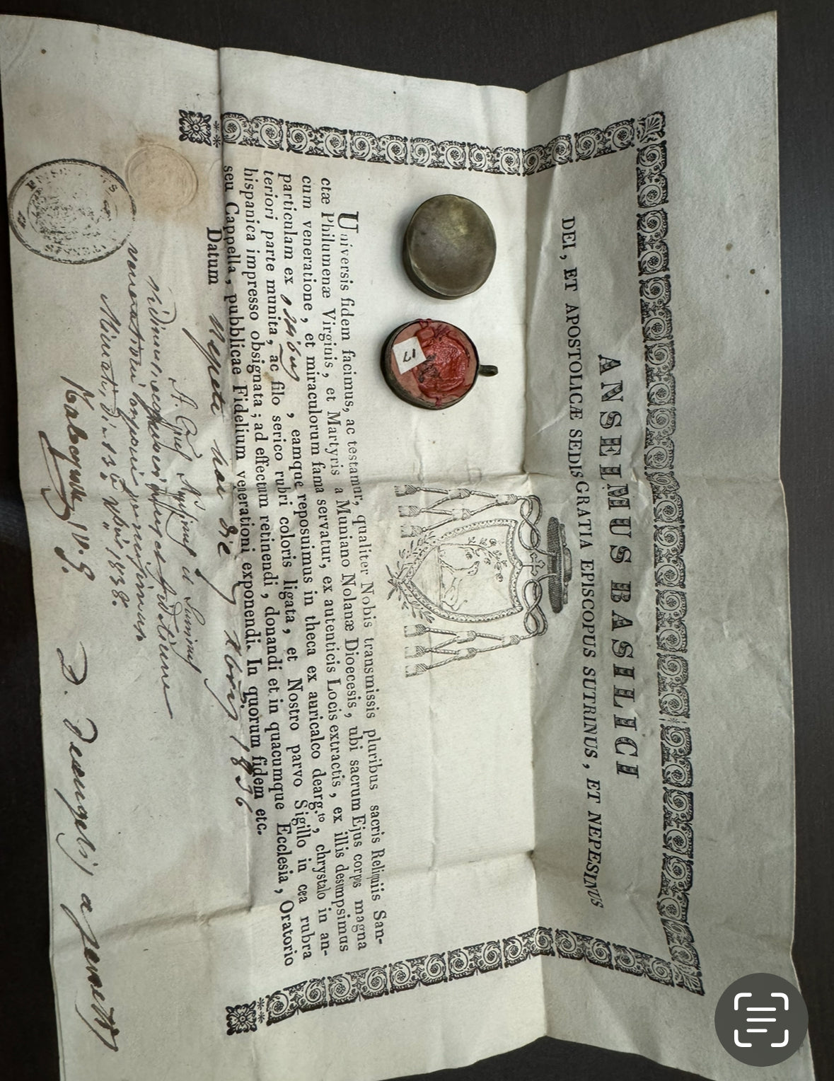 Relique Ste. Philomène + Authentique