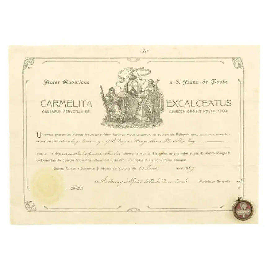 Relic of Blessed Teresa Margarita of the Sacred Heart with certificate / Relique de la Bienheureuse Teresa Margarita du Sacré-Cœur avec certificat