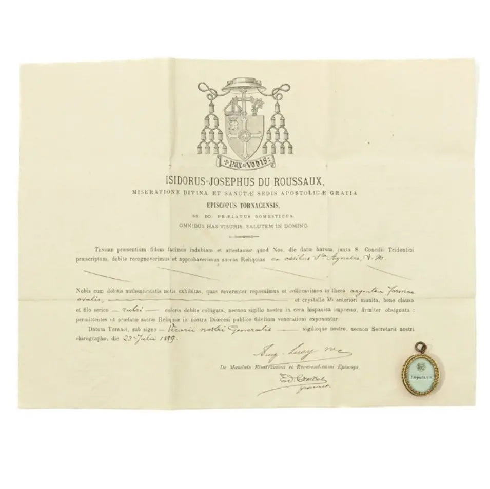 First-class relic of Saint Agnes with certificate / Relique de première classe de Sainte Agnès avec certificat