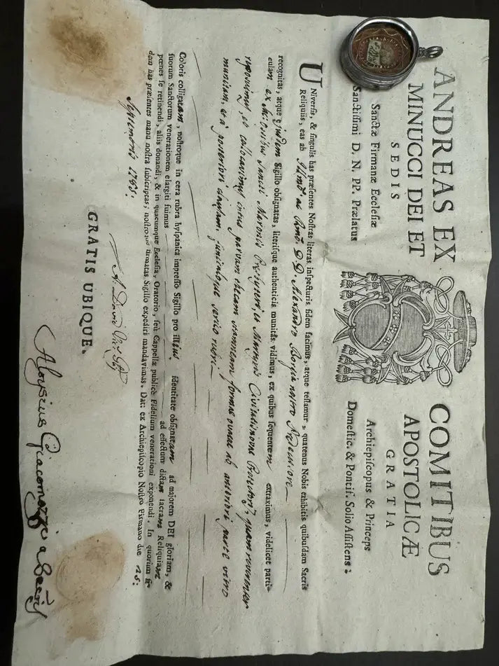 Relic of St. Maroun with authentic certificate / Relique de Saint Maron avec authentique