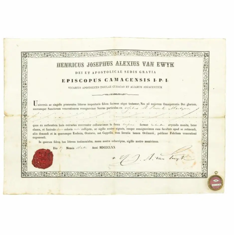 First-class relic of Saint Vincent Martyr with certificate / Relique de première classe de Saint Vincent Martyr avec certificat