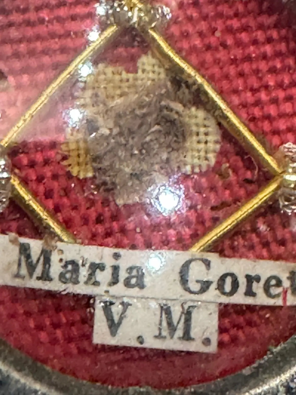 Reliquaire de Sainte Maria Goretti ex ossibus avec authentique, 1950.