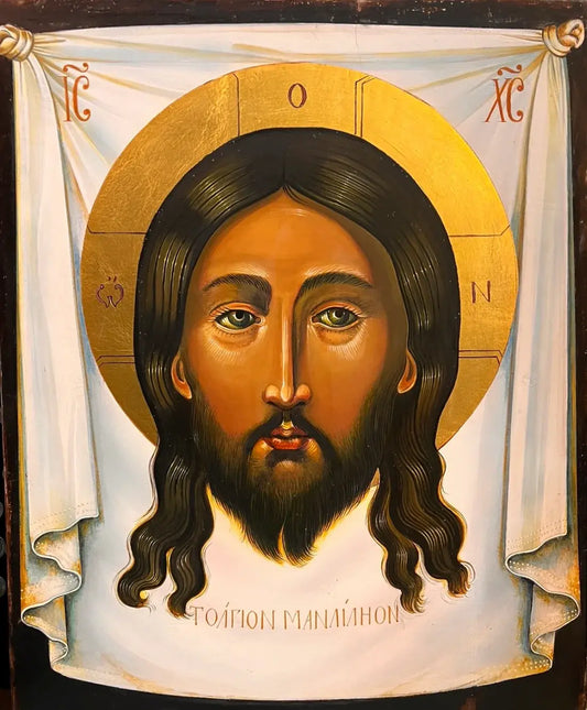 Icon of the Holy Face of Christ with serene expression made by Jean luc theallet / icône sainte face 