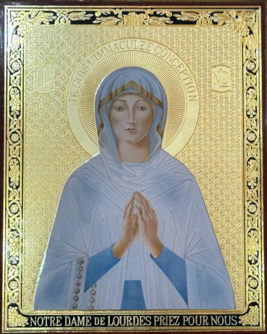Icon of Our Lady of Lourdes appearing to Saint Bernadette in the grotto / Icône de Notre Dame de Lourdes jean luc theallet