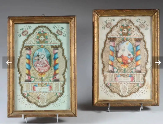 Pair of 18th century devotional canivets depicting Christ and Saint Jerome
/
Paire de canivets du XVIIIᵉ siècle représentant le Christ et saint Jérôme