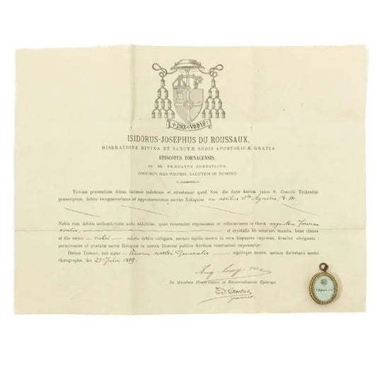 First-class relic of Saint Agnes with certificate / Relique de première classe de Sainte Agnès avec certificat