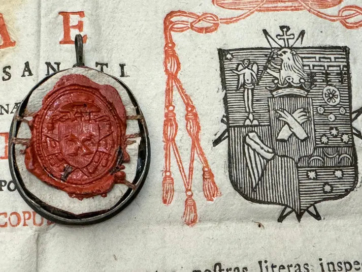 relic of saint francis of assisi with certificate authentic wax  / Relique de Saint François d’Assise - Avec Certificat cire