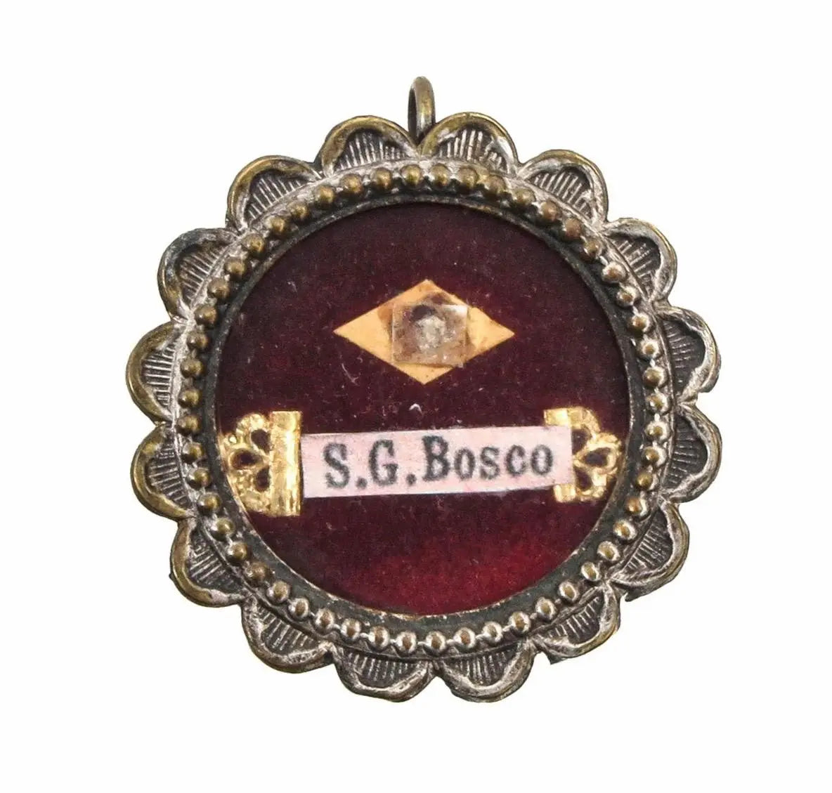 Sealed antique relic of Saint John Bosco in devotional reliquary
/
Reliquaire ancien contenant une relique de Saint Jean Bosco