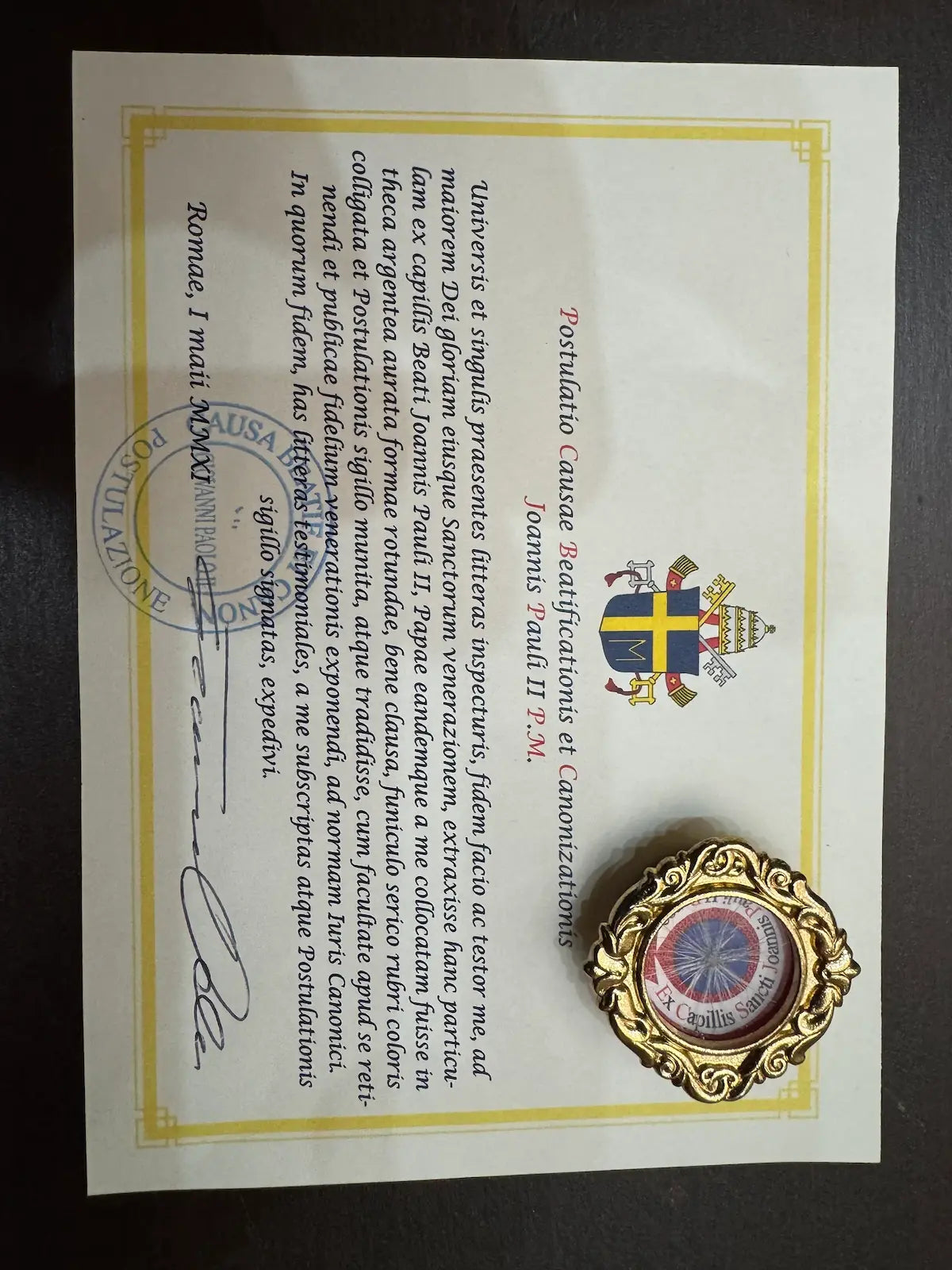 reliquary of saint jean paul 2 with certificate / reliquaire saint jan paul 2 avec certificat