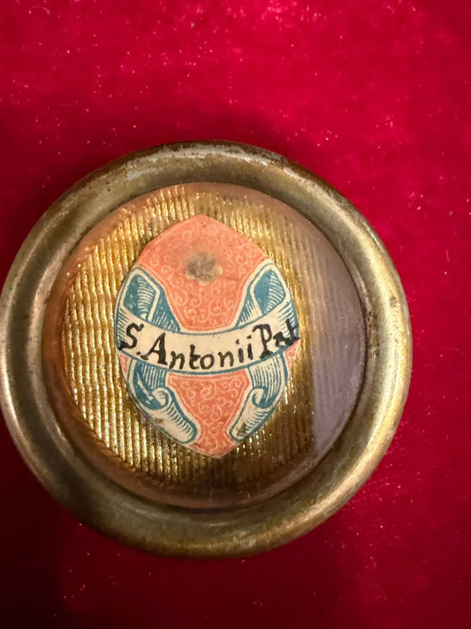 Antique reliquary theca with relic of Saint Anthony of Padua
/
Reliquaire ancien avec relique de Saint Antoine de Padoue