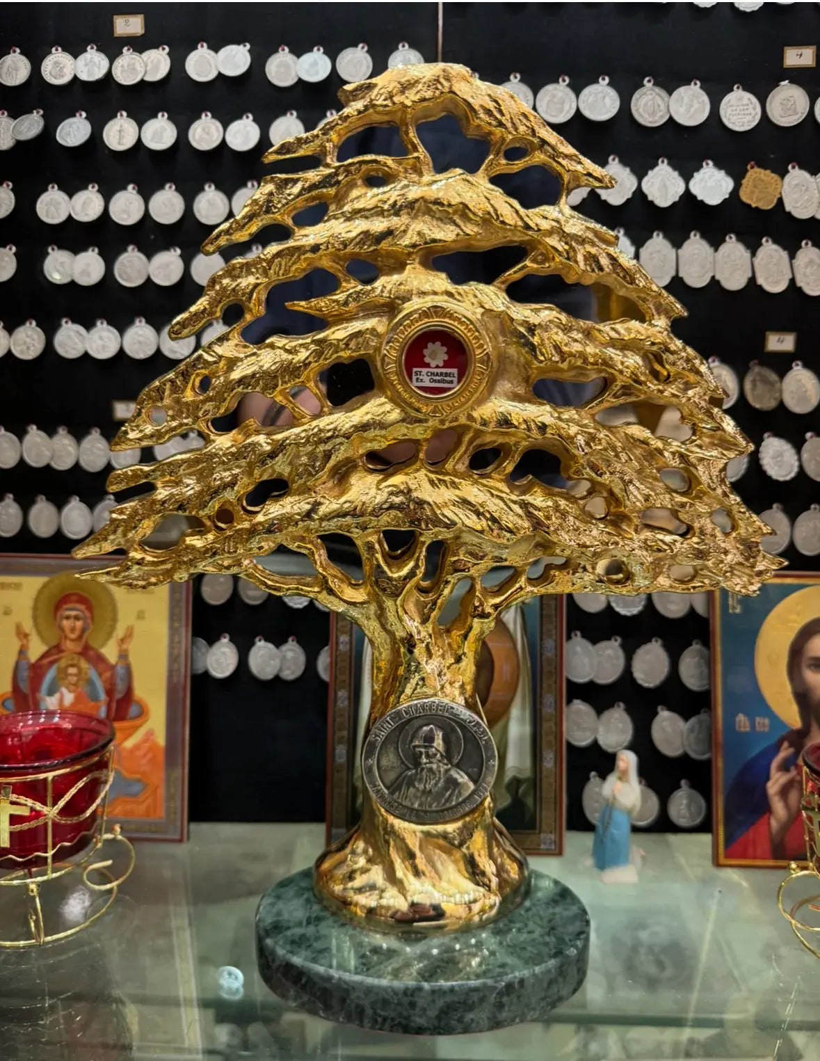 big tree saint charbel reliquarie first class / reliquaire saint charbel première classe